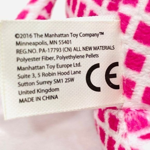 Manhattan Toy Company Jellybeans Cotton Candy Pig/Pink Check Plush Pig - Picture 7 of 9